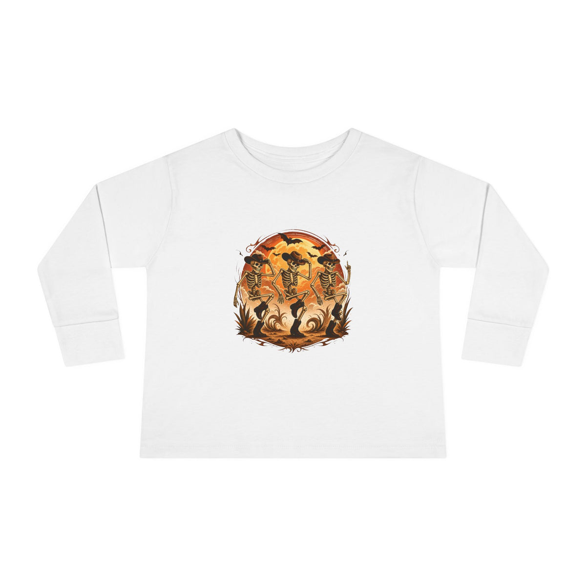 Dancing Cowboy Skeleton Halloween Long Sleeve – Toddler