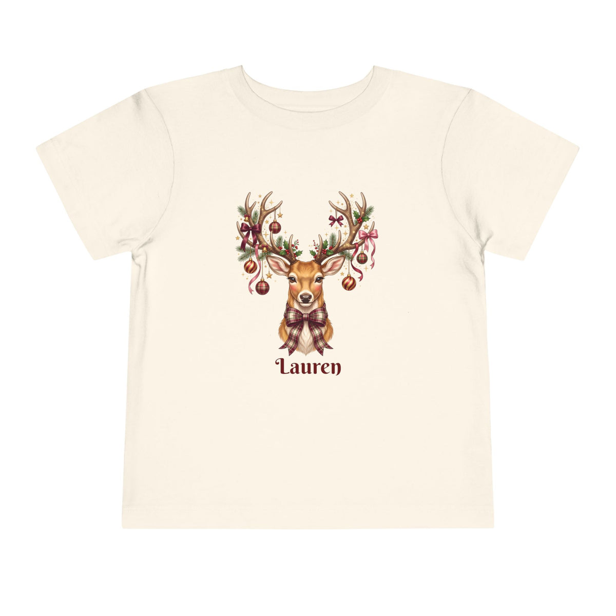 Coquette Reindeer Christmas Personalized Tee – Toddler