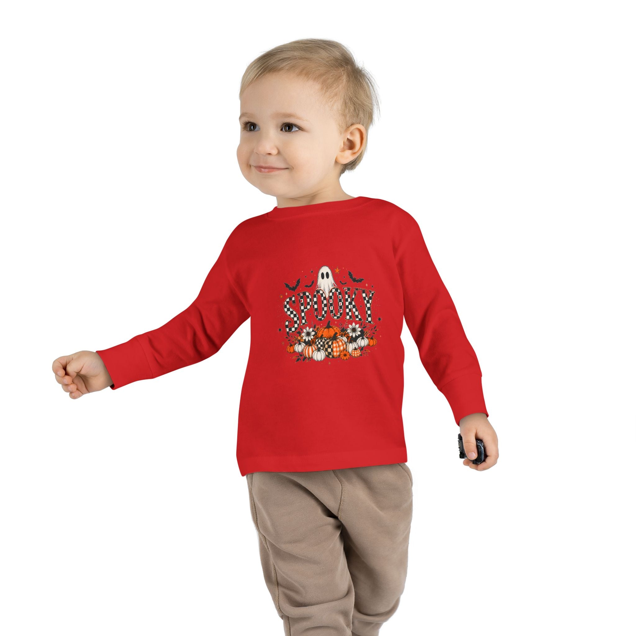 Toddler Spooky Ghost Halloween Long Sleeve Graphic Tee