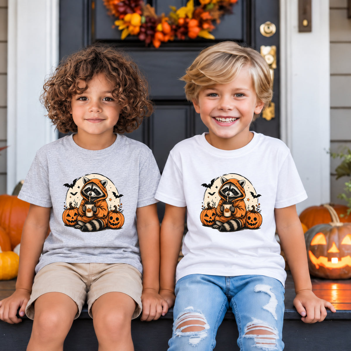 Retro Raccoon Ghost Halloween Tee – Toddler