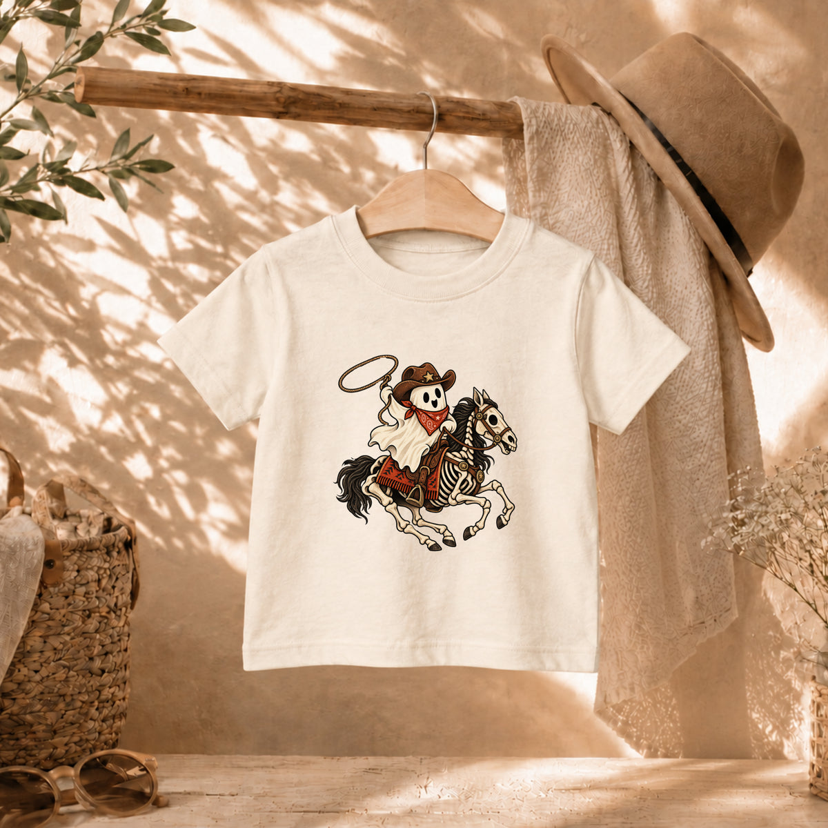 Cowboy Skeleton Horse Halloween Tee – Toddler