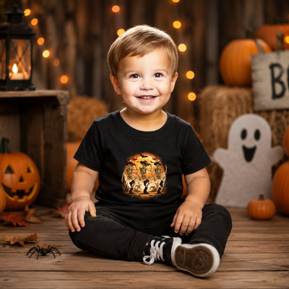 Dancing Cowboy Skeleton Halloween Tee – Toddler