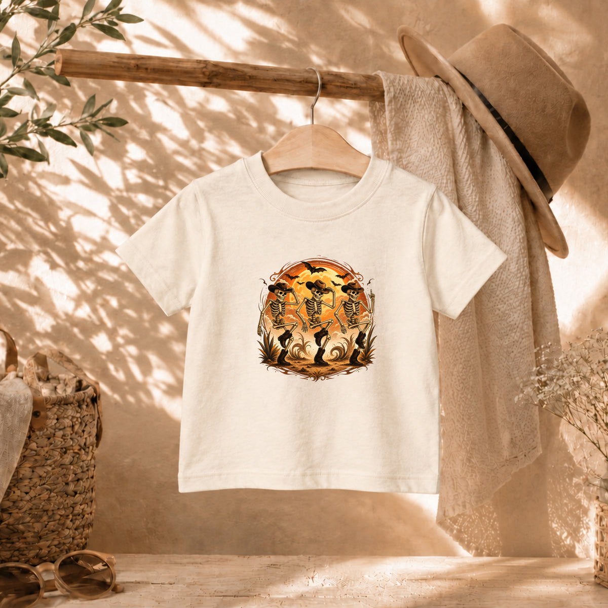 Dancing Cowboy Skeleton Halloween Tee – Toddler