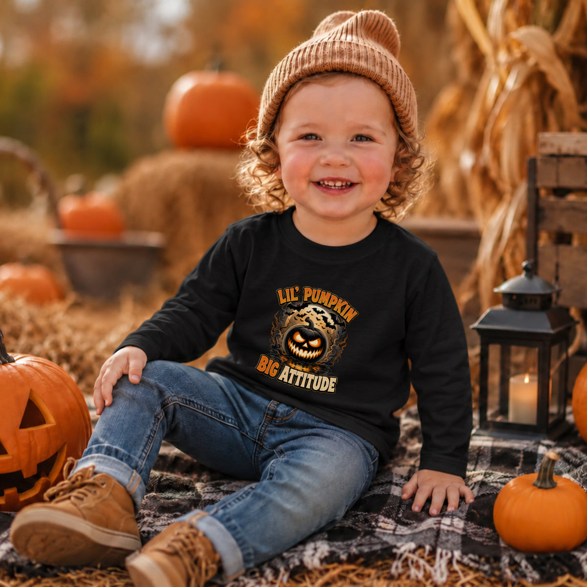 Spooky Scary Pumpkin Halloween Long Sleeve – Toddler