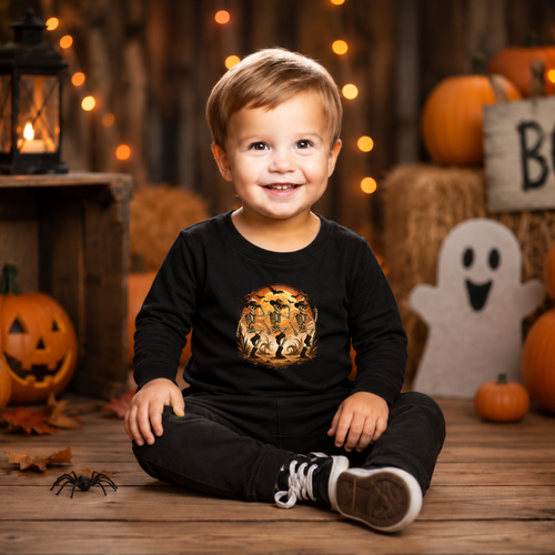 Dancing Cowboy Skeleton Halloween Long Sleeve – Toddler