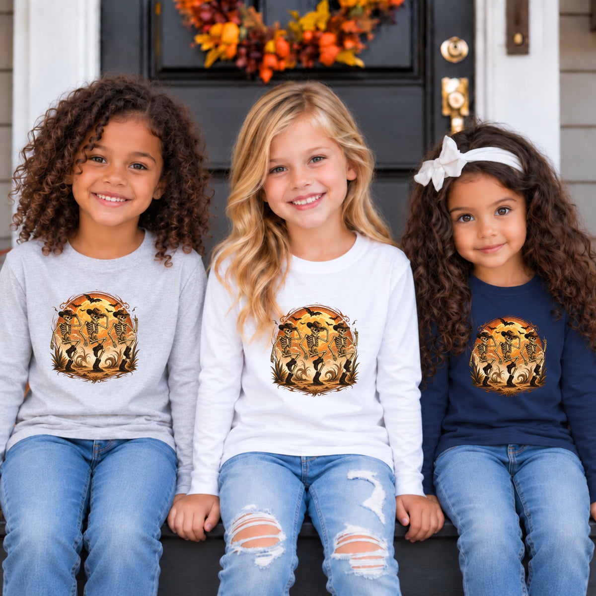 Dancing Cowboy Skeleton Halloween Long Sleeve – Toddler