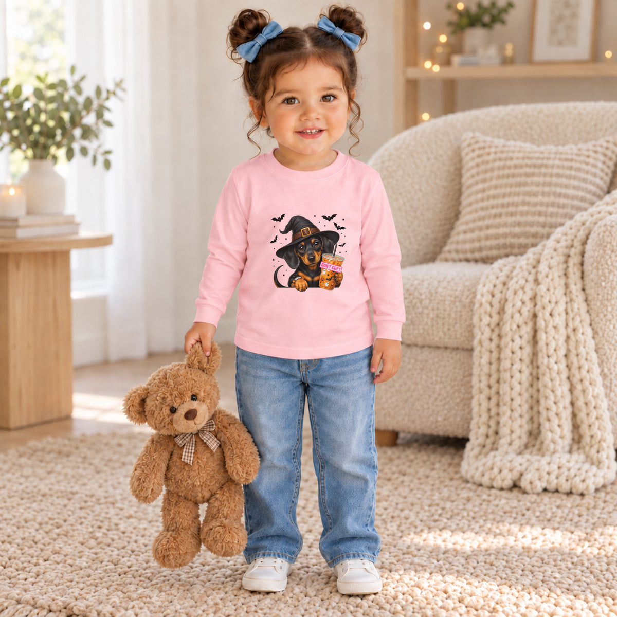 Dachshund Witch Halloween Long Sleeve – Toddler