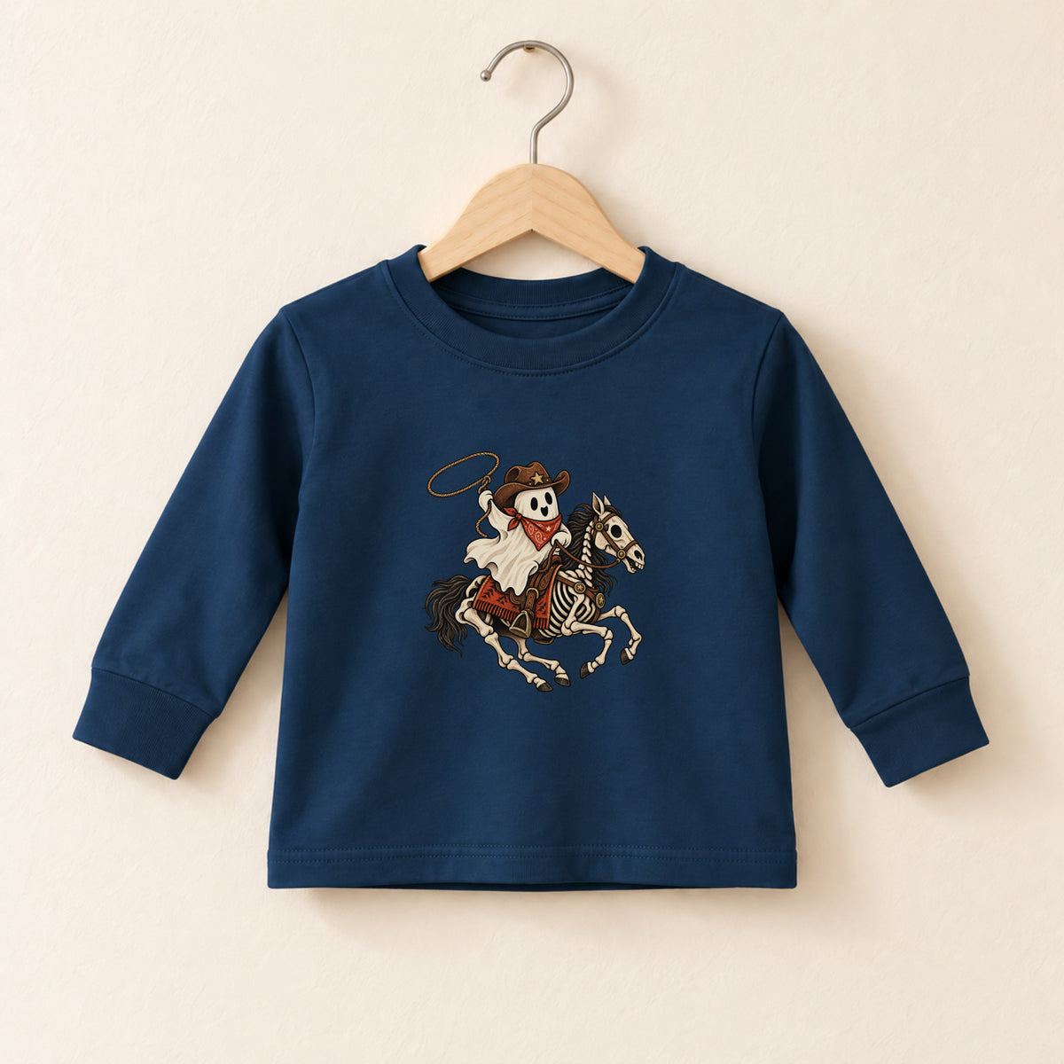 Cowboy Skeleton Horse Halloween Long Sleeve – Toddler