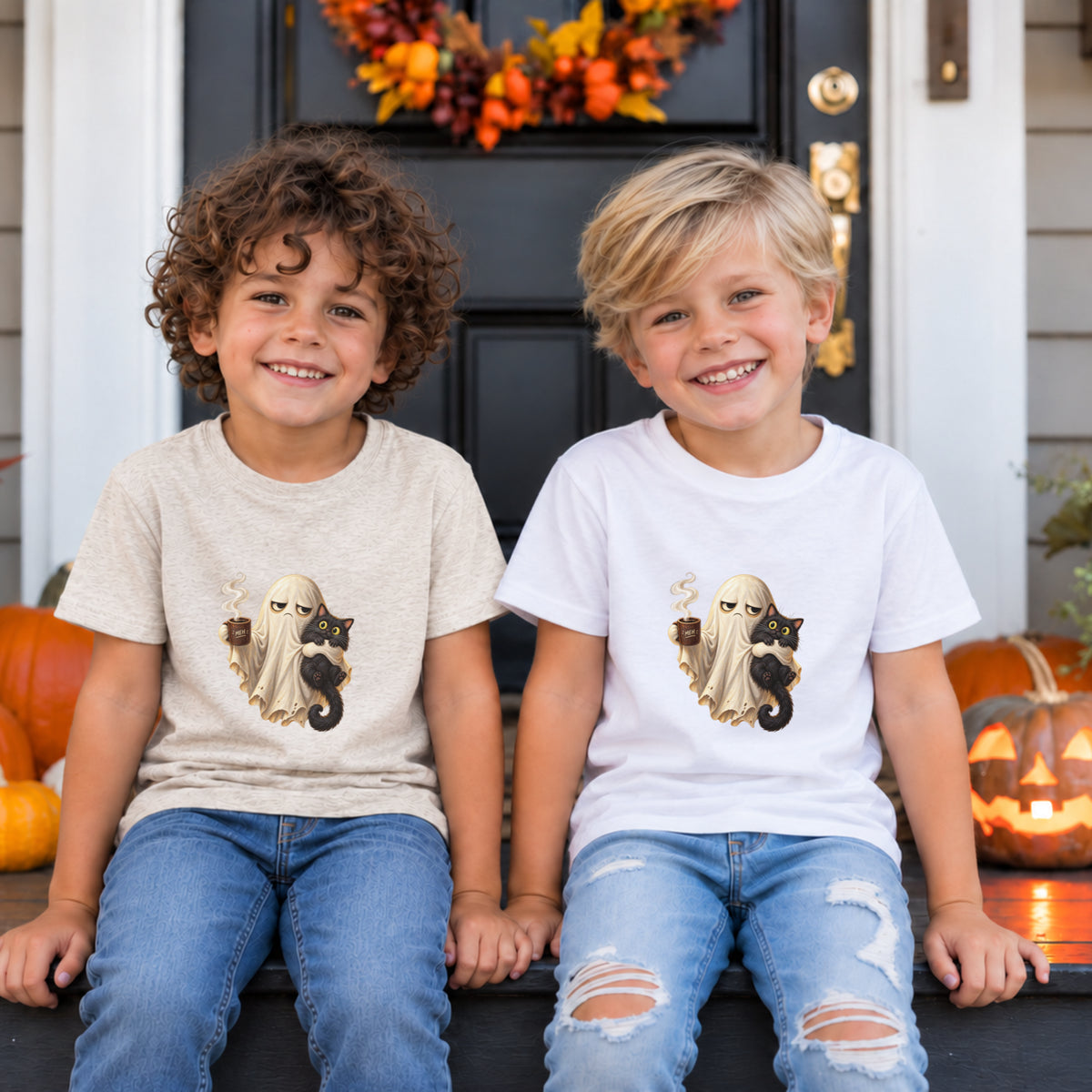 Grumpy Ghost Coffee Halloween Tee – Toddler