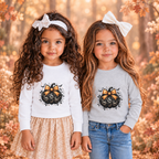 Lace Bow Pumpkin Halloween Long Sleeve – Toddler