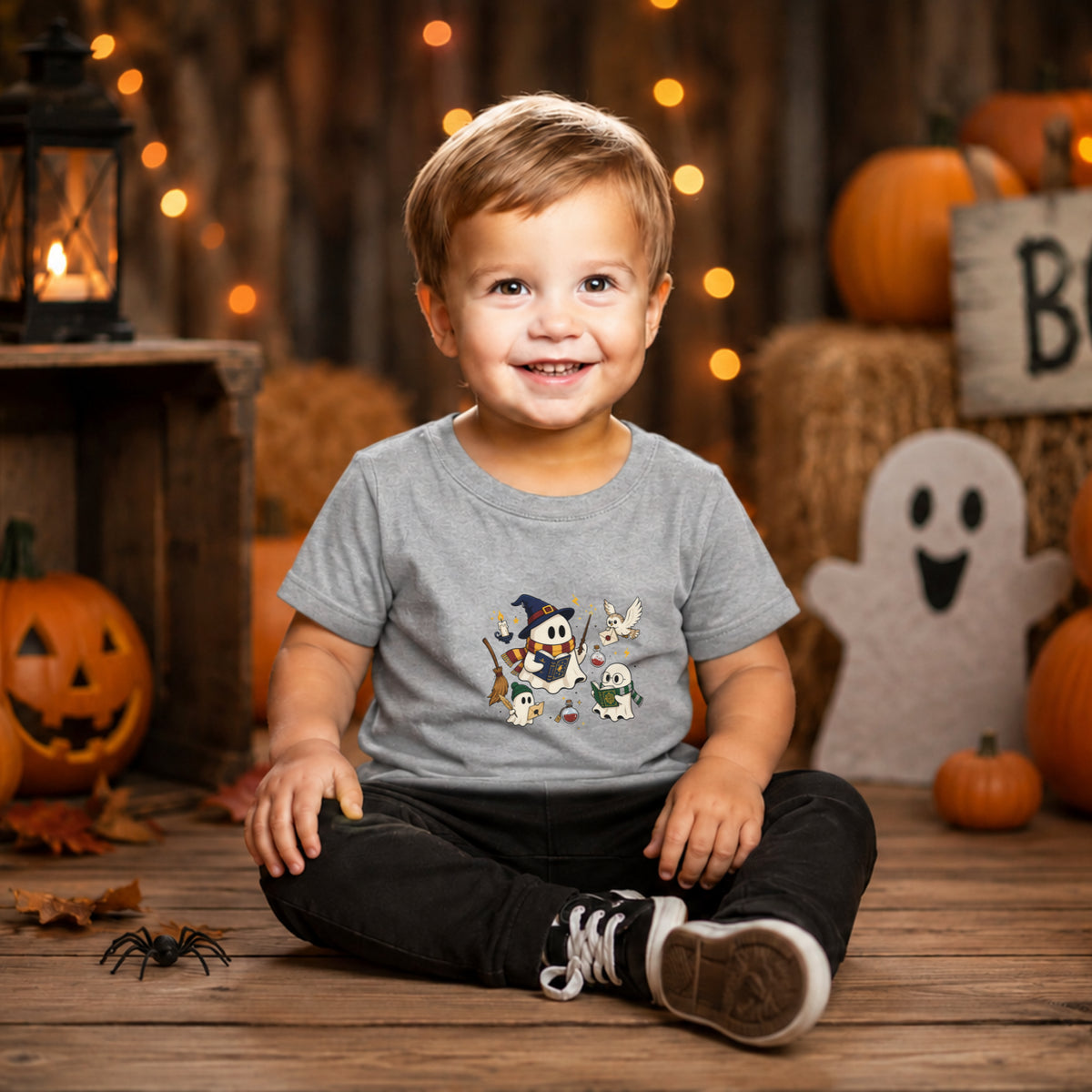 Spooky Reading Ghost Halloween Tee – Toddler