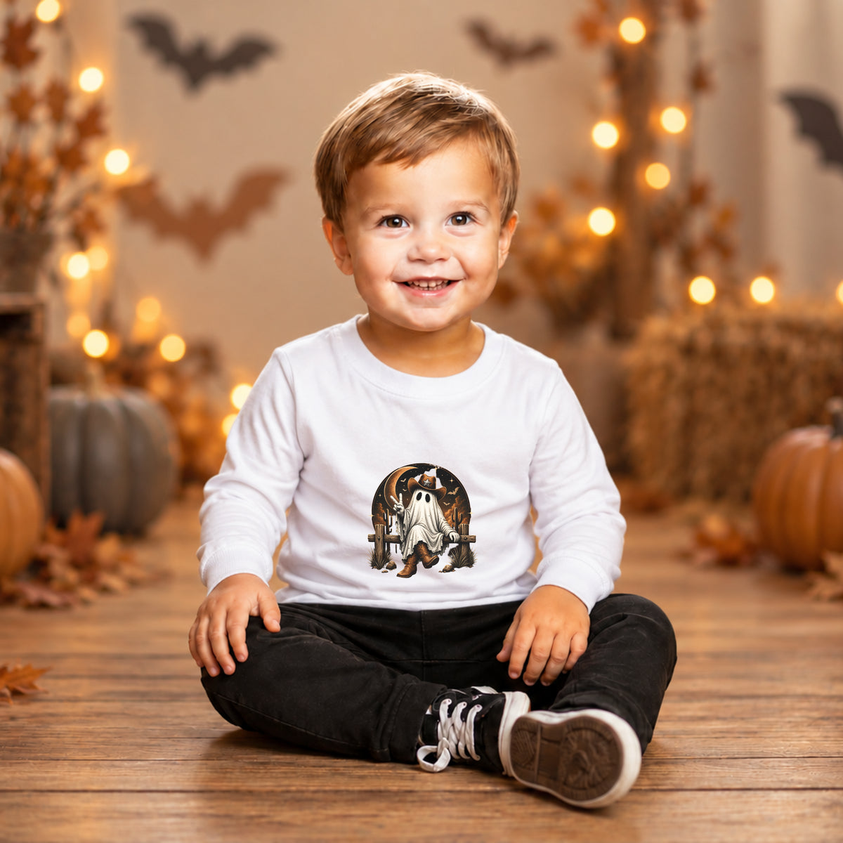Western Ghost Cowboy Halloween Long Sleeve – Toddler