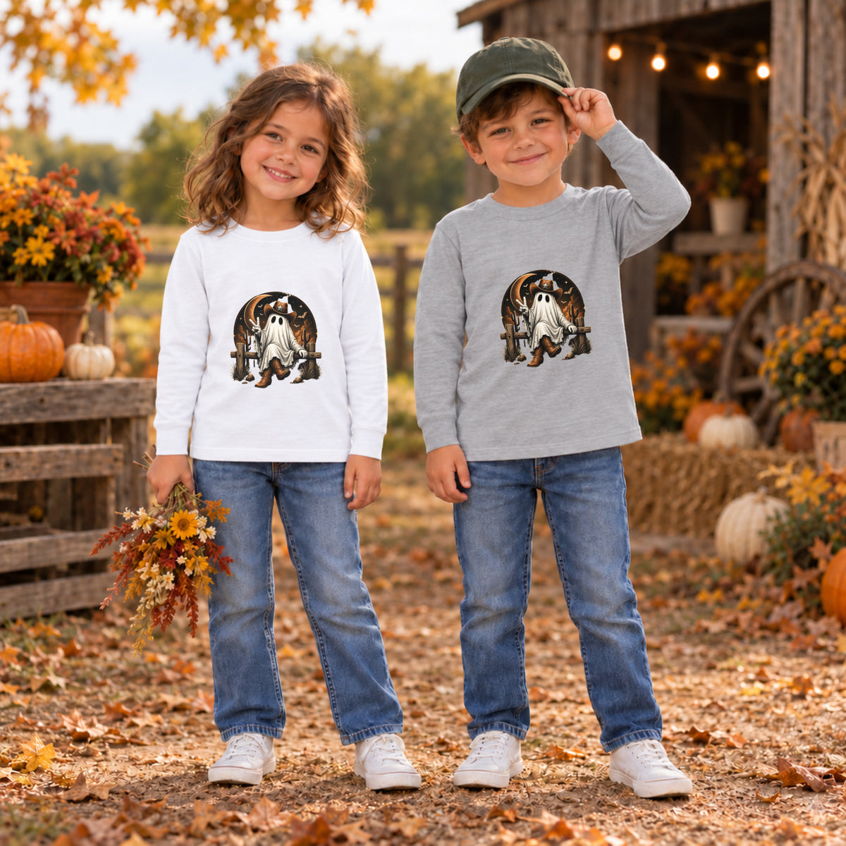 Western Ghost Cowboy Halloween Long Sleeve – Toddler