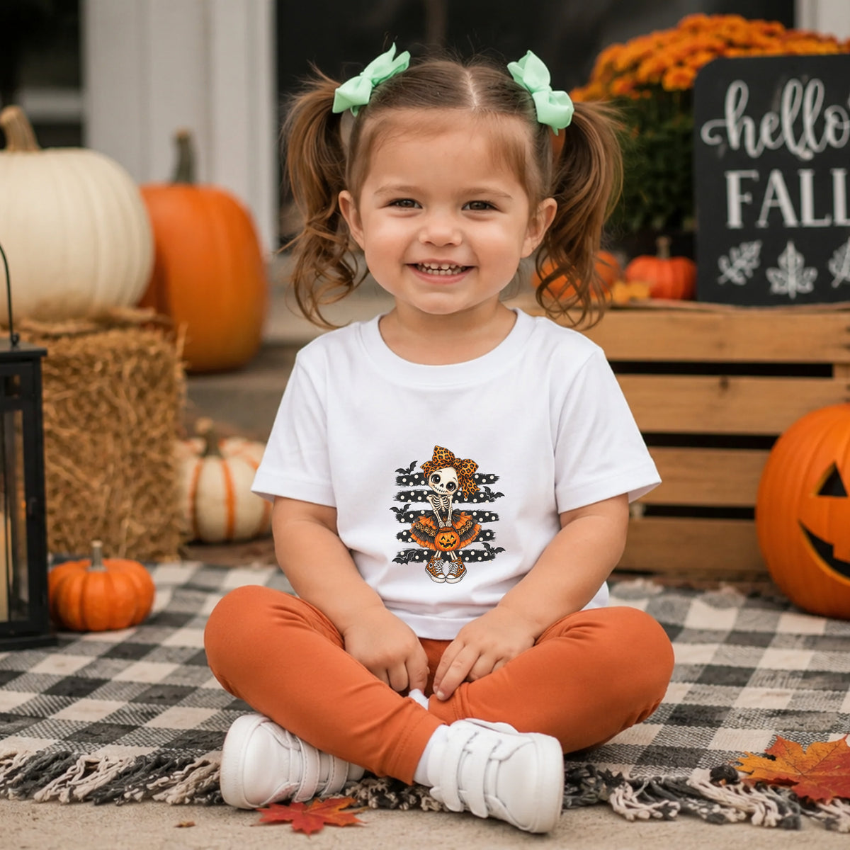 Skeleton Girl Halloween Tee – Toddler