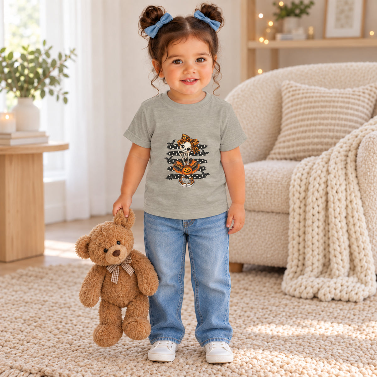Skeleton Girl Halloween Tee – Toddler