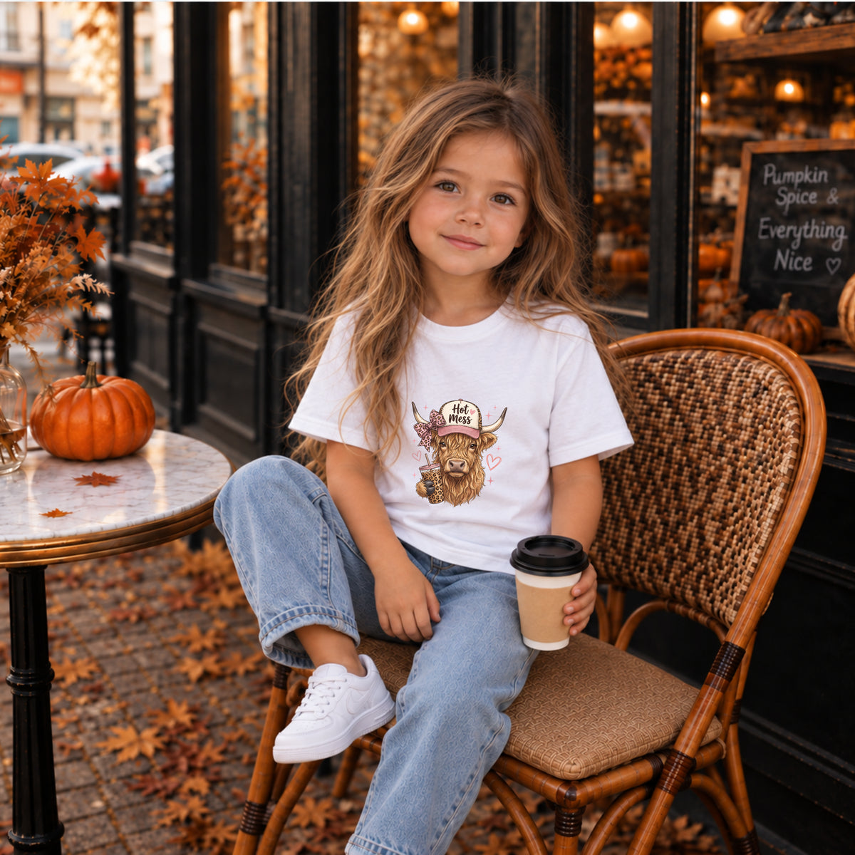 Hot Mess Highland Cow Fall Tee – Toddler