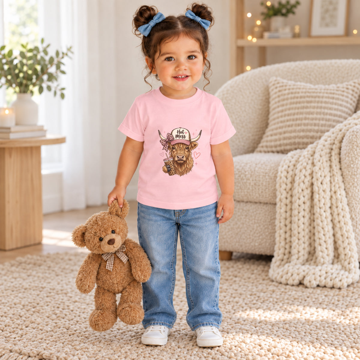 Hot Mess Highland Cow Fall Tee – Toddler