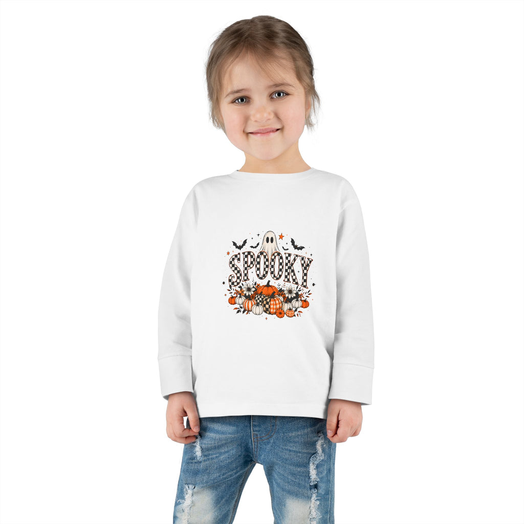 Toddler Spooky Ghost Halloween Long Sleeve Graphic Tee