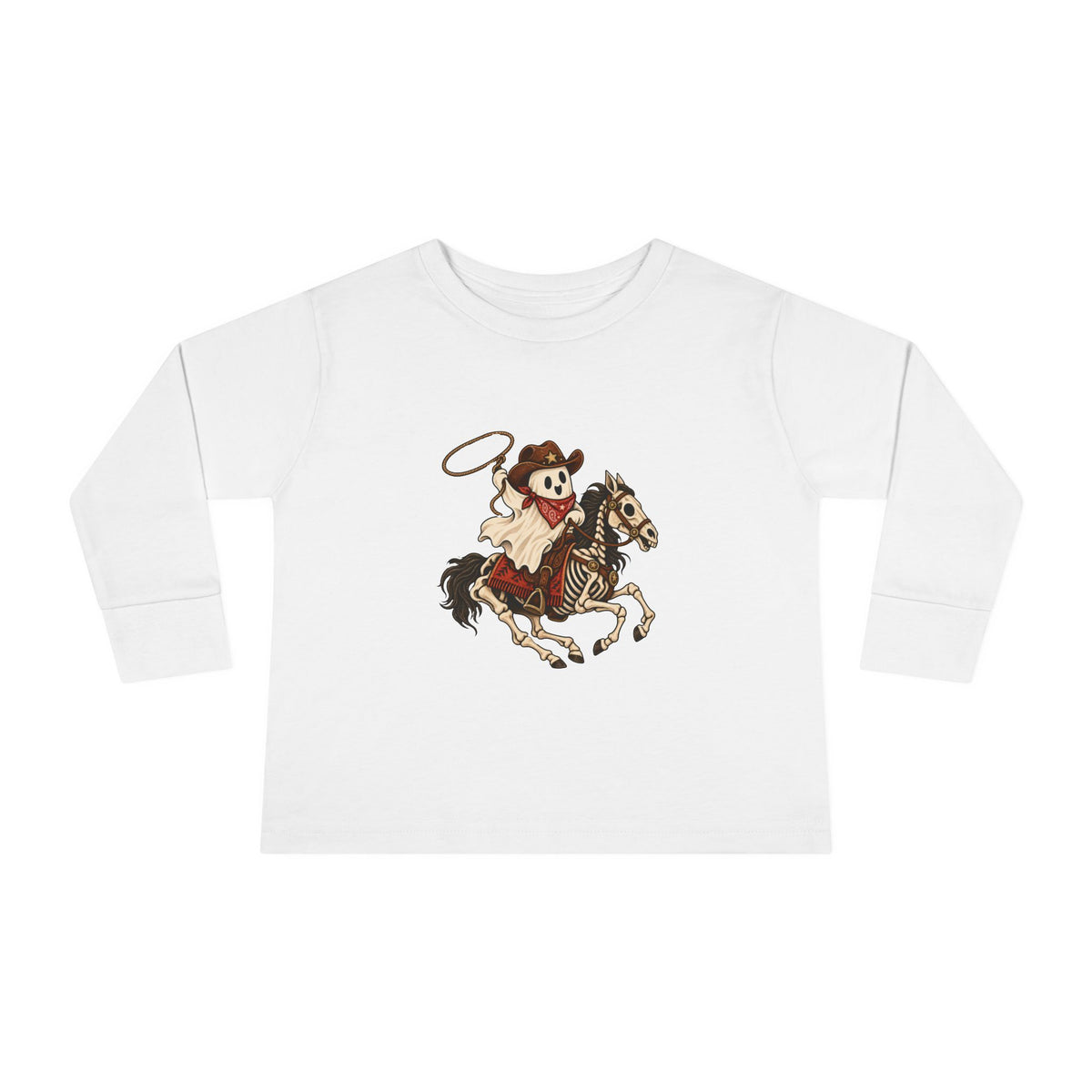 Cowboy Skeleton Horse Halloween Long Sleeve – Toddler
