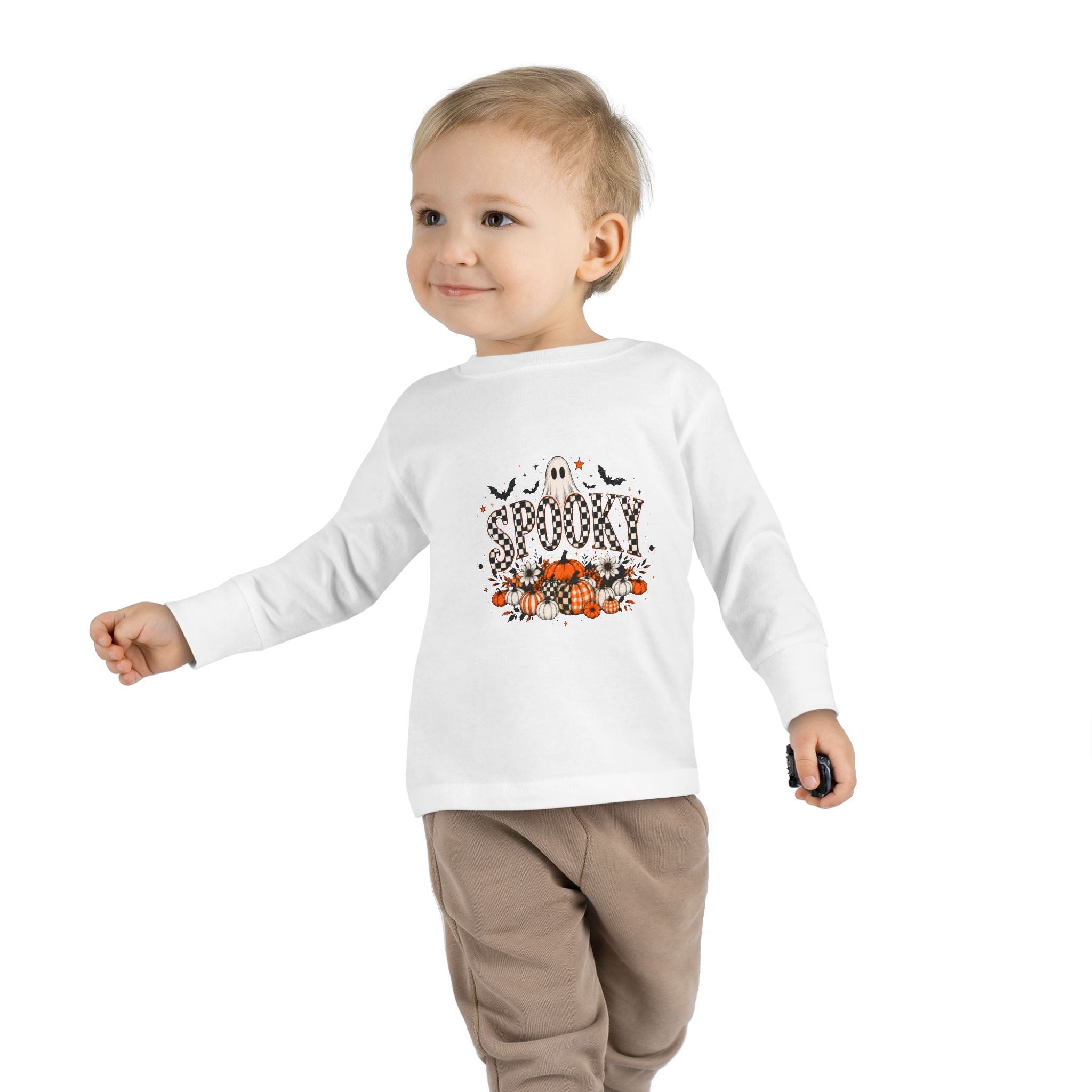 Toddler Spooky Ghost Halloween Long Sleeve Graphic Tee
