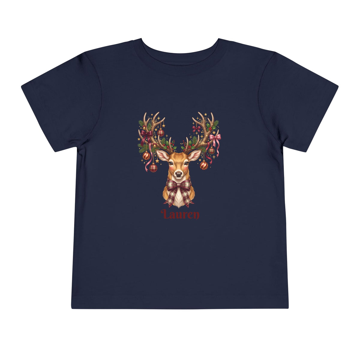Coquette Reindeer Christmas Personalized Tee – Toddler