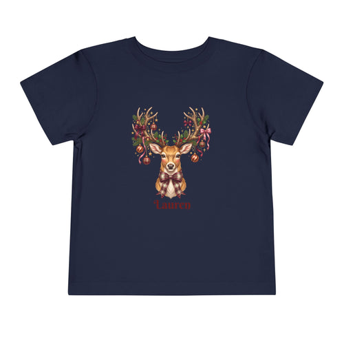 Coquette Reindeer Christmas Personalized Tee – Toddler
